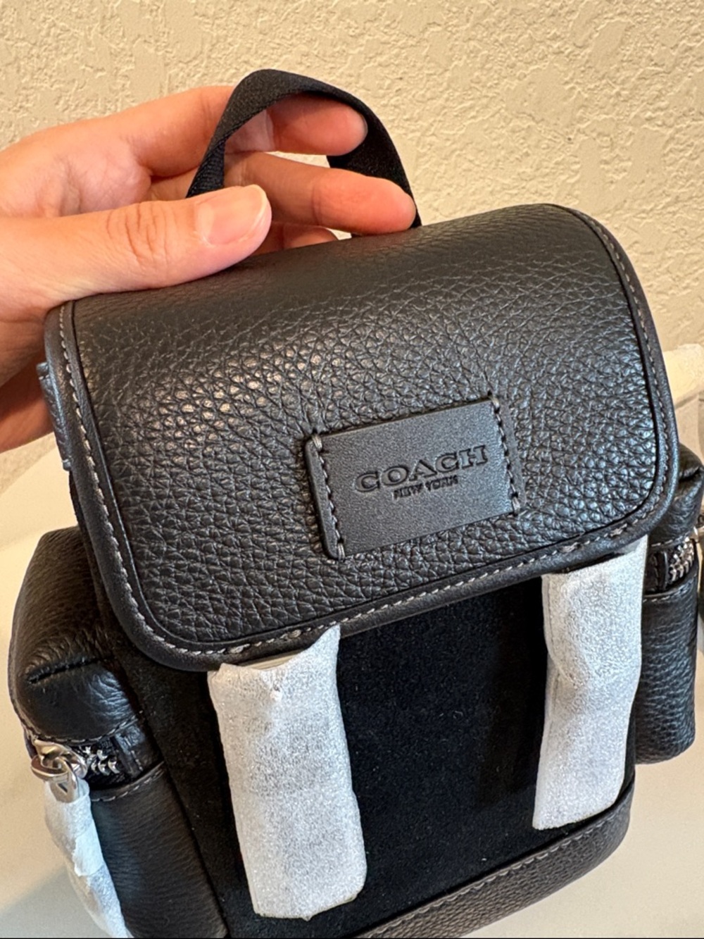 NWT Coach Black Mini Sling Suede with Pebbled Trim - Picture 3 of 10